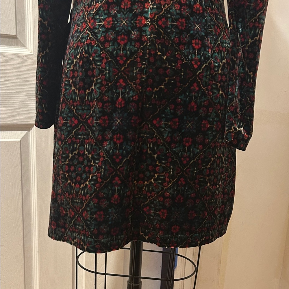 LOFT Elegant Multicolor velvet Patterned Dress NWT - image 9